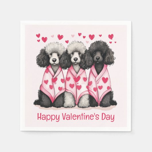 Happy Valentines Day Standaard Poedel Honden Servet (Voorkant)