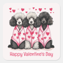 Happy Valentines Day Standaard Poedel Honden Vierkante Sticker