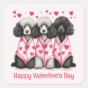 Happy Valentines Day Standaard Poedel Honden Vierkante Sticker
