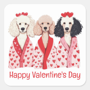 Happy Valentines Day Standaard Poedel Honden Vierkante Sticker