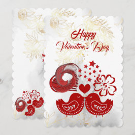 Happy Valentines Day Sweeping Heart Love Bird Kaar Kaart