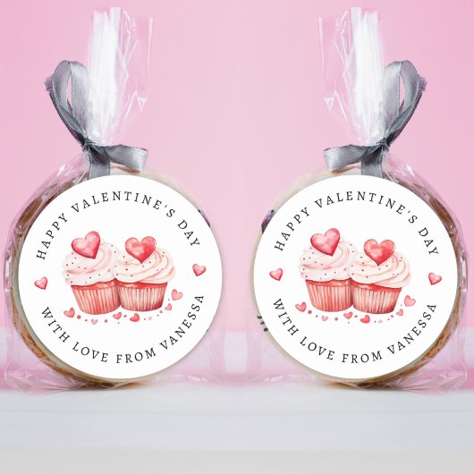 Happy Valentine's Day Sweet Cupcakes Sticker