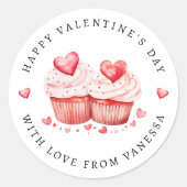 Happy Valentine's Day Sweet Cupcakes Sticker (Voorkant)
