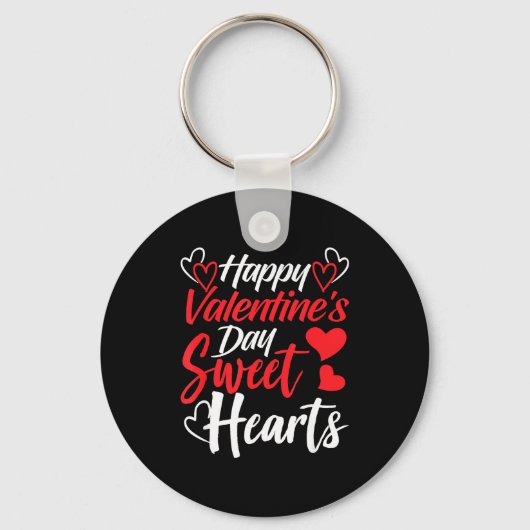 Happy Valentine's Day Sweet Hearts Couples Valenti Sleutelhanger (Voorkant)
