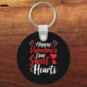 Happy Valentine's Day Sweet Hearts Couples Valenti Sleutelhanger (Voorkant)