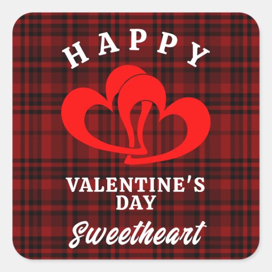 HAPPY VALENTINE'S DAY SWEETHEART VIERKANTE STICKER (Voorkant)