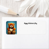 Happy Valentine's Day Teddy Bear adreslabel Etiket (Insitu)