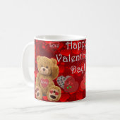 Happy Valentine's Day Teddy Bear Heart Cute Koffiemok (Voorkant links)