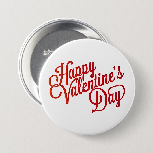 Happy Valentine's Day Text Design Pinback Button (Voorkant /achterkant)