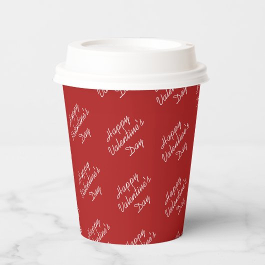 Happy Valentines Day Text Pattern Stylish Papieren Bekers (Voorkant)