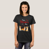 Happy Valentine's Day Three Cute Corgi Dogs Lover T-shirt (Voorkant volledig)