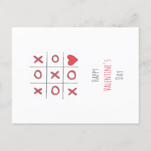 Happy Valentine's Day Tic-Tac-Toe Postcard Feestdagenkaart