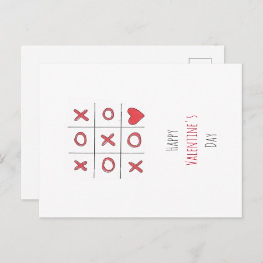 Happy Valentine's Day Tic-Tac-Toe Postcard Feestdagenkaart (Voorkant / Achterkant)