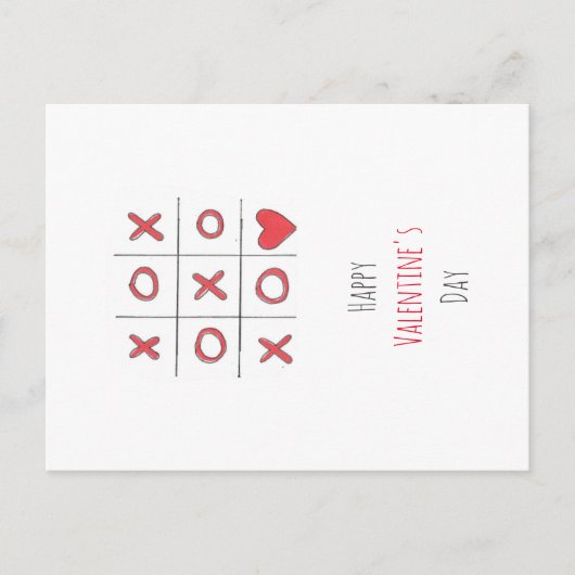 Happy Valentine's Day Tic-Tac-Toe Postcard Feestdagenkaart (Voorkant)