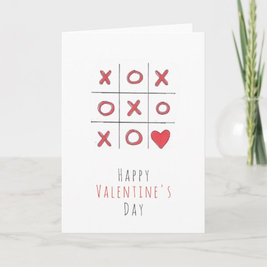 Happy Valentine's Day Tic-Tac-Toe vouwbare Kaart (Voorkant)