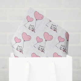 Happy Valentine's Day Tissue Paper Cat Pink Hearts Tissuepapier
