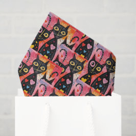 Happy Valentine's Day Tissue Paper Cat Red Hearts Tissuepapier