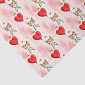 Happy Valentine's Day Tissue Paper Cat Red Hearts Tissuepapier (Detail)