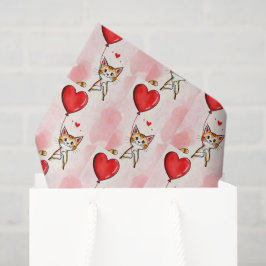 Happy Valentine's Day Tissue Paper Cat Red Hearts Tissuepapier