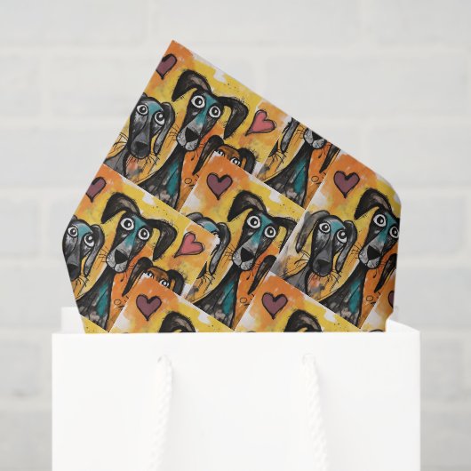 Happy Valentine's Day Tissue Paper Dog Red Hearts Tissuepapier (Cadeauzakje)