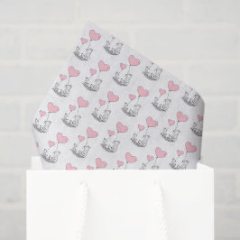 Happy Valentine's Day Tissue Paper Fox Pink Hearts Tissuepapier