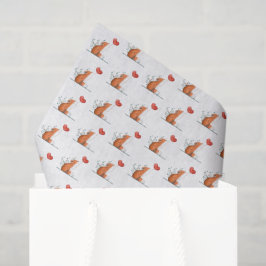 Happy Valentine's Day Tissue Paper Fox Red Hearts Tissuepapier