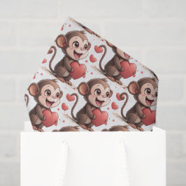 Happy Valentine's Day Tissue Paper Monkey Hearts Tissuepapier