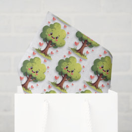 Happy Valentine's Day Tissue Paper Tree Red Hearts Tissuepapier