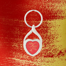 Happy Valentine's Day Together Forever Gold op roo Sleutelhanger