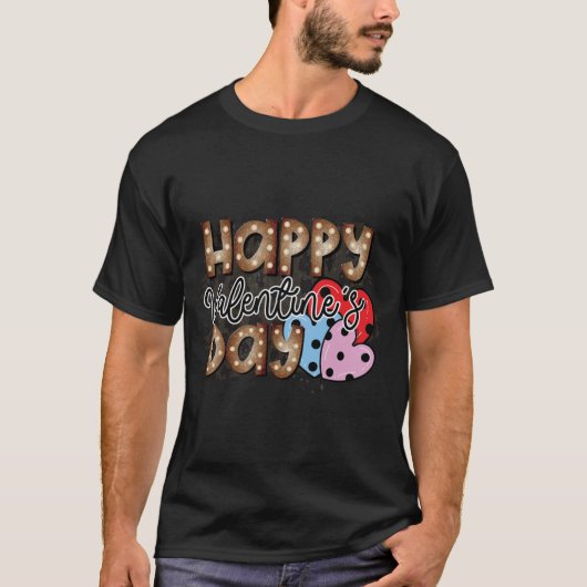 Happy Valentines Day Tomte Drie roze harten Garde T-shirt (Voorkant)