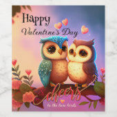 Happy Valentine's Day Tortelduifjes Wijn Etiket (Enkel label)