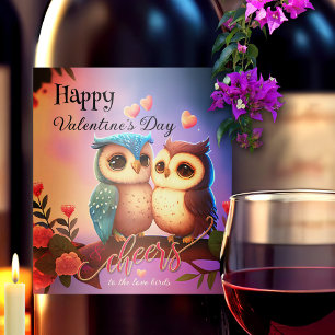 Happy Valentine's Day Tortelduifjes Wijn Etiket