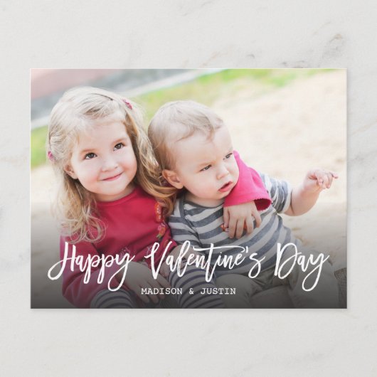 Happy Valentine's Day Trendy Script Foto Briefkaar Feestdagenkaart (Voorkant)