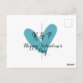 Happy Valentine's day turquoise heart name letter Briefkaart (Achterkant)