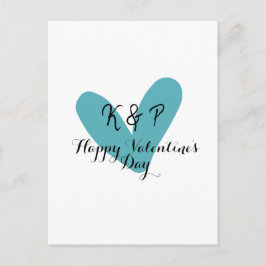 Happy Valentine's day turquoise heart name letter  Briefkaart