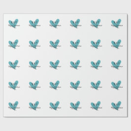 Happy Valentine's day turquoise heart name letter  Cadeaupapier