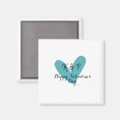 Happy Valentine's day turquoise heart name letter Magneet (Voorkant / Achterkant)