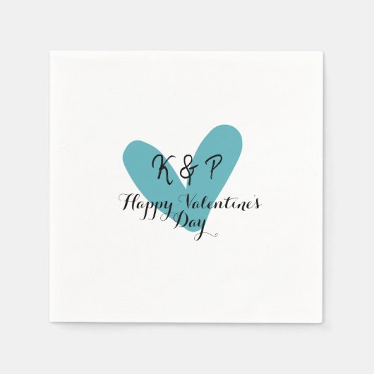 Happy Valentine's day turquoise heart name letter  Servet (Voorkant)