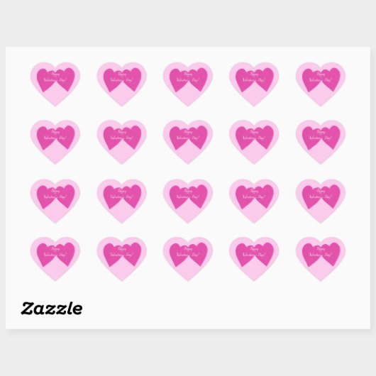 Happy Valentines Day Two roze hartstikkers Hart Sticker (Vel)