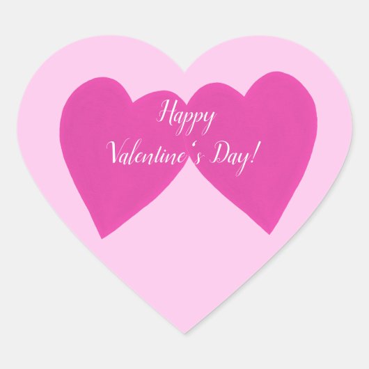 Happy Valentines Day Two roze hartstikkers Hart Sticker (Voorkant)