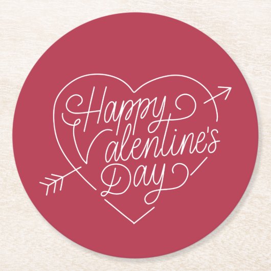 Happy Valentine's Day Typografie | Onderzetter pap (Voorkant)