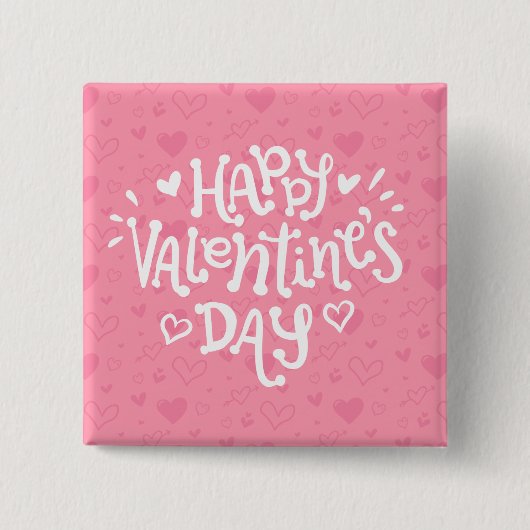 Happy Valentine's Day Typografie | Pin-Button Vierkante Button 5,1 Cm (Voorkant)