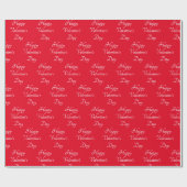 Happy Valentine's Day Typografie Rood Cadeaupapier (Vlak)