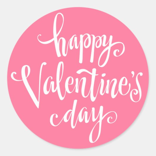 Happy Valentine's Day Typografie | Stickerzegel Ronde Sticker (Voorkant)