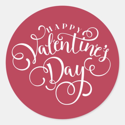 Happy Valentine's Day Typografie | Stickerzegel Ronde Sticker (Voorkant)