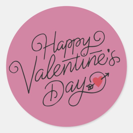 Happy Valentine's Day Typografie | Stickerzegel Ronde Sticker (Voorkant)