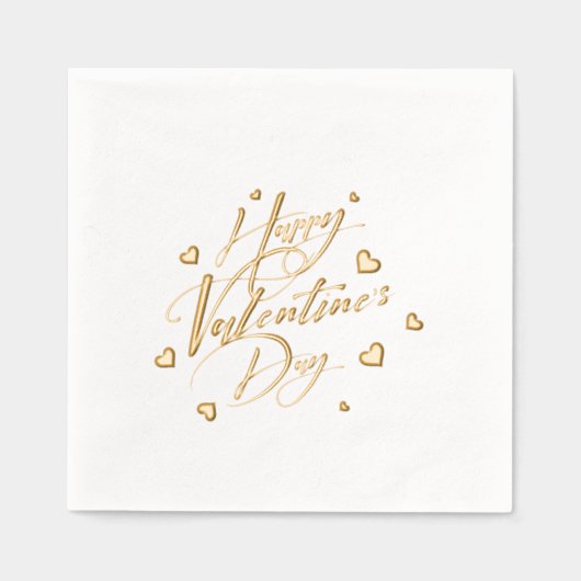 Happy Valentine's Day Typography Hearts Folie Servetten (Voorkant)