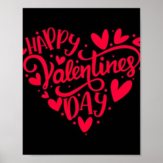 Happy Valentines Day Valentijn Hartvorm Poster (Voorkant)