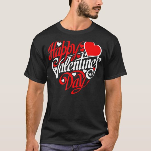 Happy Valentines Day Valentijn Hartvorm T-shirt (Voorkant)