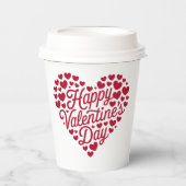 Happy Valentines Day Valentijn Love Heart Papieren Bekers (Voorkant)